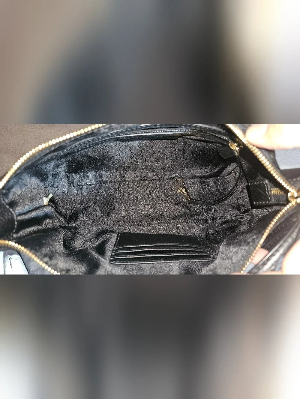 Authentic Michael Kors Black Pebbled Leather Shoulder Bag with Gold Hardware